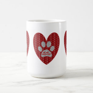 Mug Paw Heart Red Silver Be My Valentine
