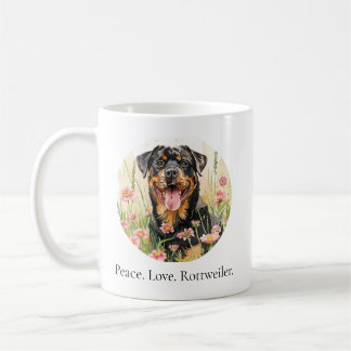 Mug – Peace Love Rottweiler – Watercolor