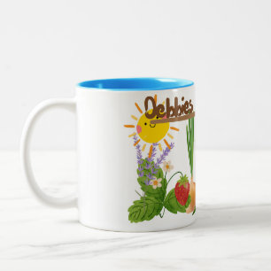 Mug, Personalised Name, Garden Theme Two-Tone Coffee Mug