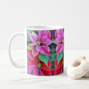 Mug Pink & Red Poinsettias