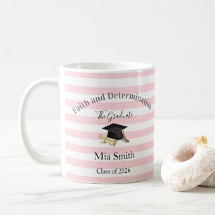Mug Pink & White Stripe Graduate 2026 