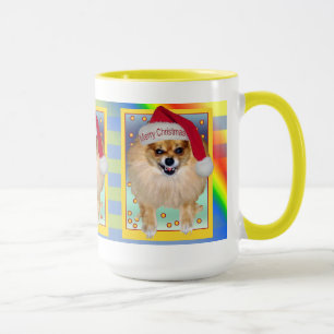 Mug Pomeranian Bad Santa rainbow Christmas