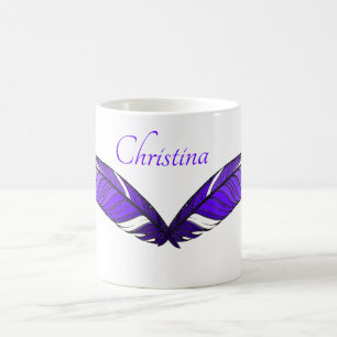 Mug - Purple Feathers and Name
