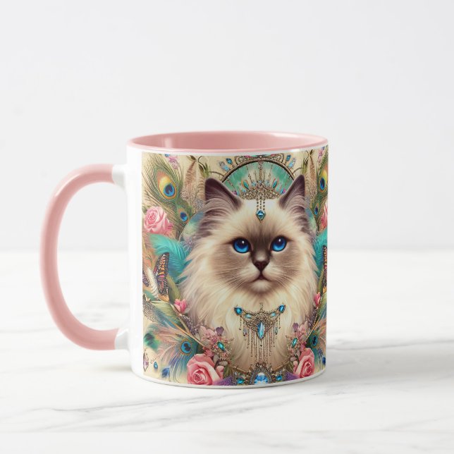 Mug Ragdoll Cat Princess Vintage Style Pattern (Left)