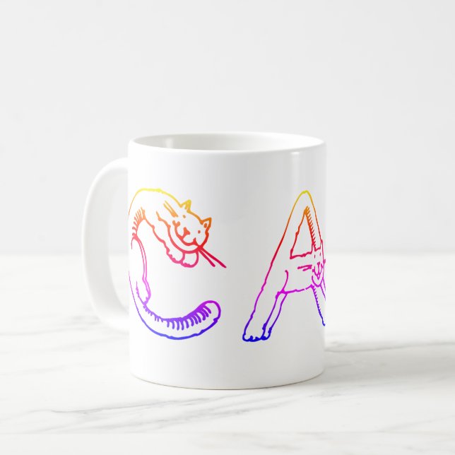 Mug - Rainbow Coloured CAT (Front Left)