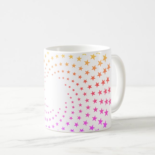 Mug - Rainbow Coloured Star Swirls (Front Right)