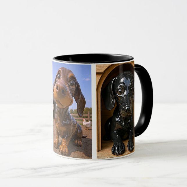 Mug realistic 3D puppies, nesting, firm and interi (Front Right)