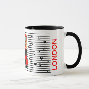 Mug Red Bus Hearts Music