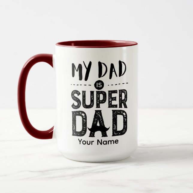 Mug Red Handle My Dad Is Super Dad Coffee Cup (Left)
