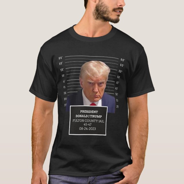 Mug Shot President Donald J Trump Mugshot 2023 Fun T-Shirt (Front)