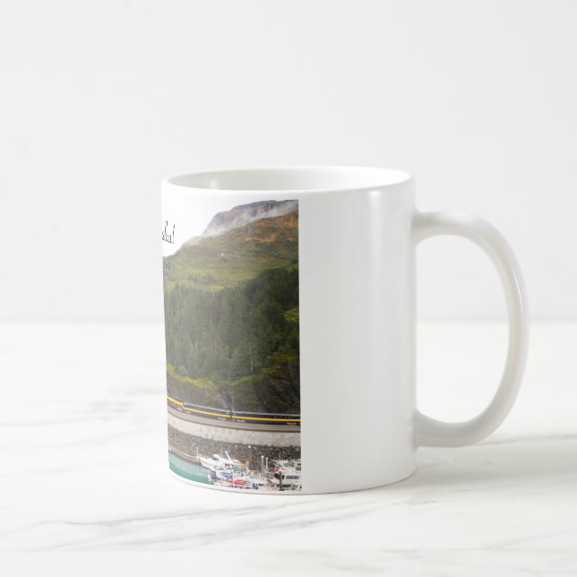 Mug, Snow capped Mountains Alaska, train Coffee Mug (Right)