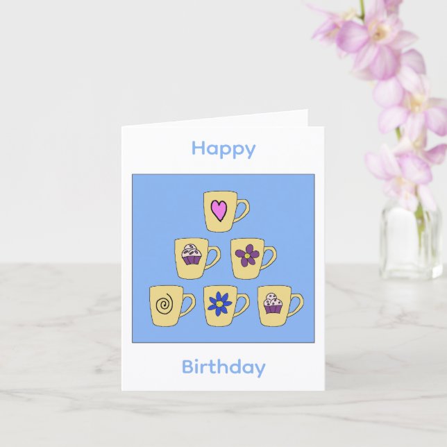 Mug Stack Birthday Card (Orchid)