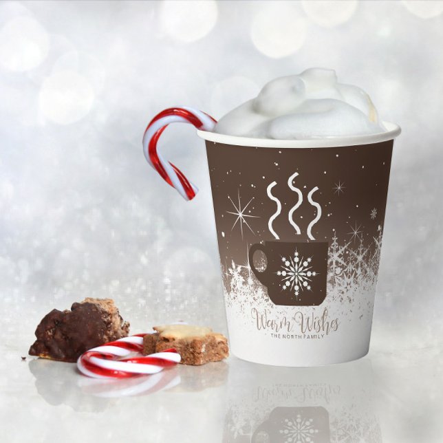 Mug Steaming Hot Drink w/Snow Border Brown ID595 Paper Cups (Creator Uploaded)