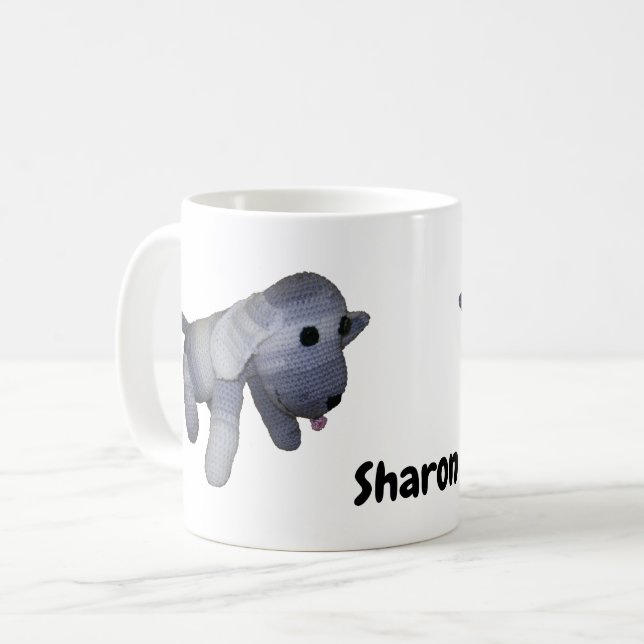 Mug - Striped Dog Doll with Name (Front Left)