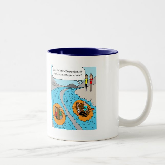 Mug: Synchronous vs. Asynchronous Two-Tone Coffee Mug (Right)
