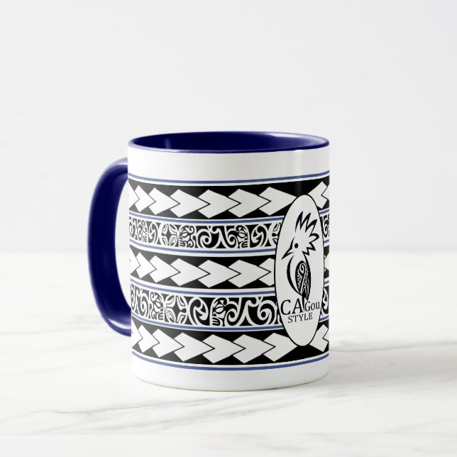 Mug Tribal Ethnic Blue Marine (Front Left)