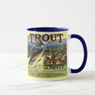 MUG ~ TROUT BRAND VINTAGE APPLE CRATE LABEL