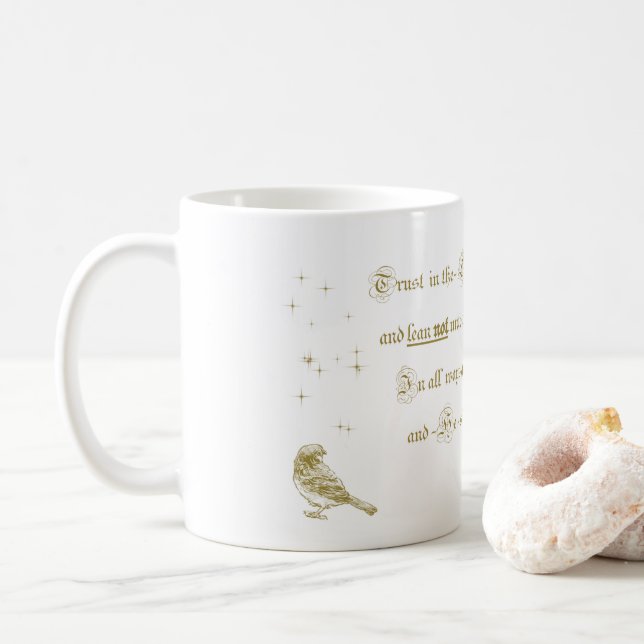 Mug Trust in the Lord Proverbs bible calligraphy (With Donut)