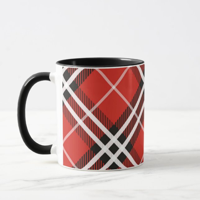 Mug-Two Tone-Red and Black Plaid Mug (Left)
