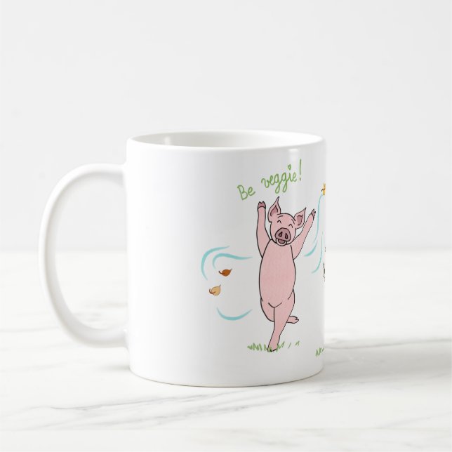 Mug vegan, pig, cow and sheep: Be veggie! (Left)