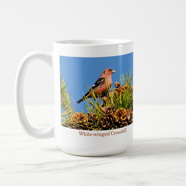 Mug, White-winged Crossbill Coffee Mug (Left)