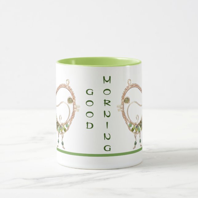 Mug - Wire Bird with Green Stones (Center)