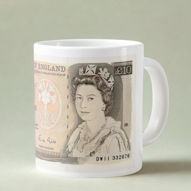 Mug with 1975 £10 Note Image | Queen Elizabeth II (Creator Uploaded)