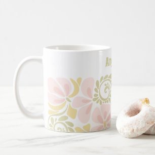 Mug with a modern floral design.