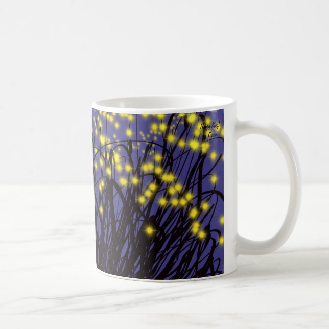 Mug with abstract design with luminous flowers! (Right)