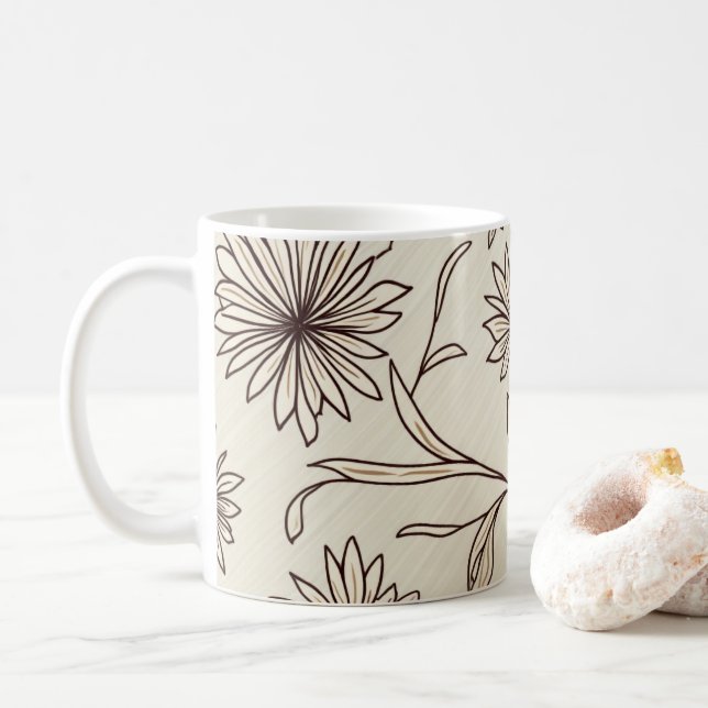 Mug with abstract floral pattern (With Donut)