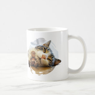Mug with acorn elf and his cat friends
