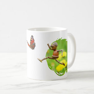 Mug with acorn elves in the meadow