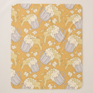 Mug with beer cartoon seamless pattern. Alcohol dr Sherpa Blanket
