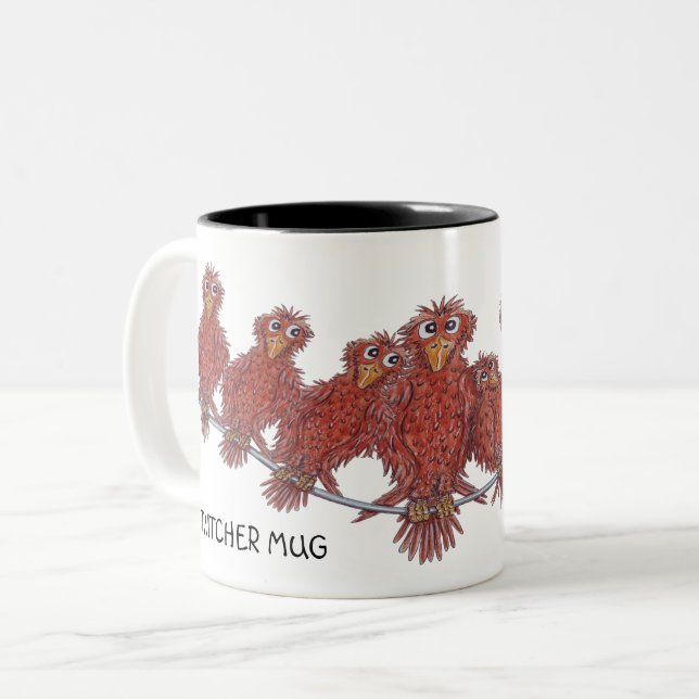 Mug With Bird Cartoons (Front Left)