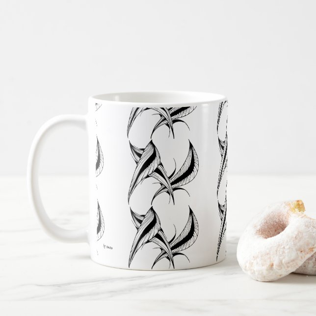 Mug with black & white abstract design (With Donut)