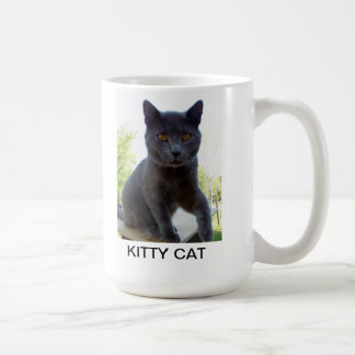 Mug with cat photo and words KITTY CAT on it.