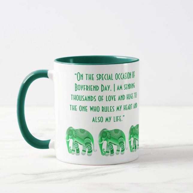 MUG WITH COOL GREEN ELEPHANTS for boyfriend (Left)