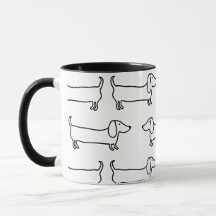 Mug with dachshunds in black-white