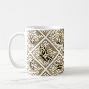 Mug with foliage and butterflies