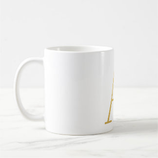 Mug with gold letter A with floraw motives