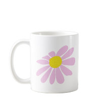 mug with hand drawn pink daisy back and front