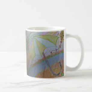 Mug with Kite and Umbrella Design