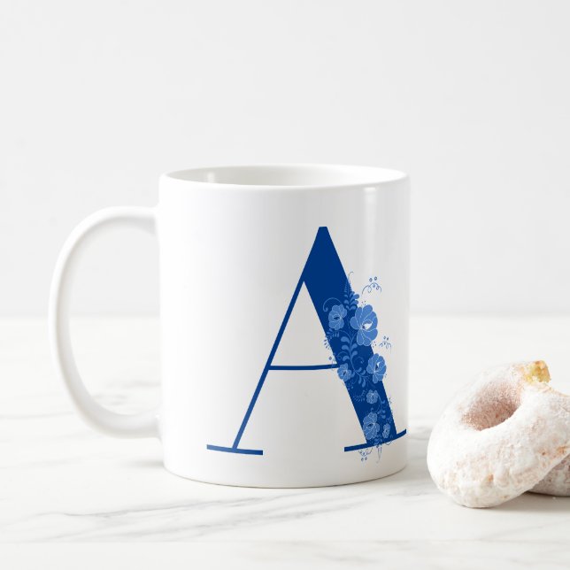 Mug With Monogram Floral Letter (With Donut)