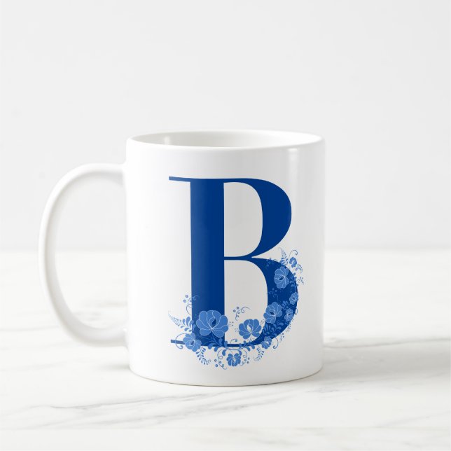 Mug With Monogram Floral Letter B (Left)