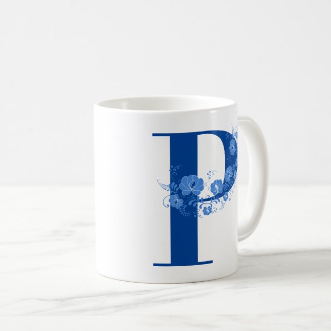 Mug With Monogram Floral Letter P (Front Right)