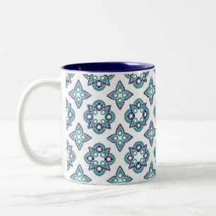 Mug with navy blue and Turquoise design