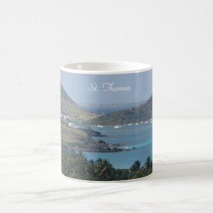 Mug with photography of St. Thomas, sailboats.