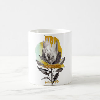 Mug with  protea flower with gold 
