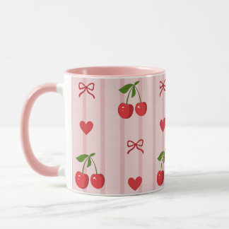 Mug with red bows and cherries