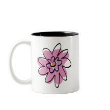mug with simple hand painted pink flower